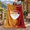 A.S Roma Custom Name Flannel Blanket Personalized Soft Warm Plush Throw Blanket Customized Gift for Family Friends