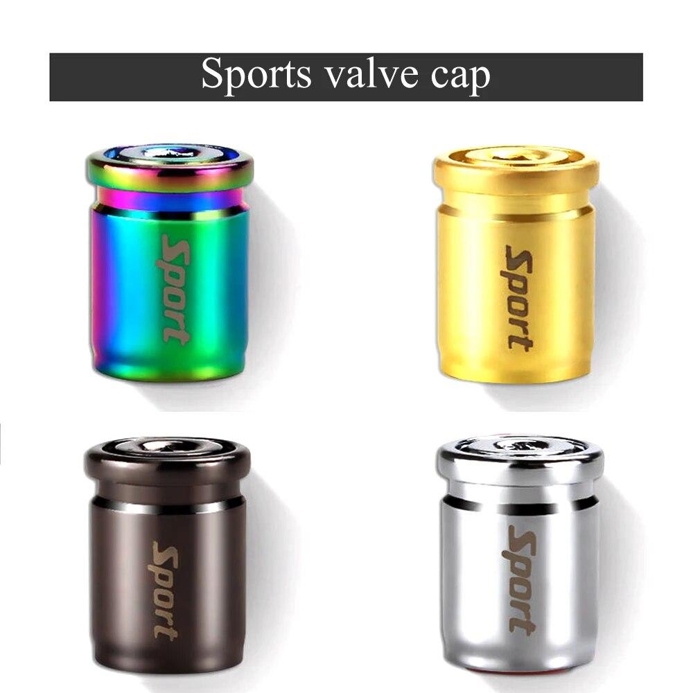 AQTQAQ 1 Set Car Styling Zinc Alloy Anti-theft Sport Car Tire Valve Caps Wheel Tires Tire Stem Air Cap Airtight Covers