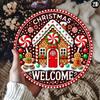 Festive Gingerbread House Metal Wall Sign Christmas Welcome Door Decor Red White Holiday Home