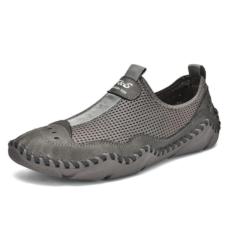Summer Men Loafers Patchwork Leather Mesh Casual Shoes Man Beach Shoes Slip-on Soft Sole Male Breathable Driving Flats 48 Yard