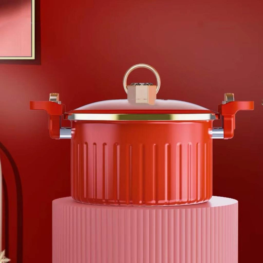 Multifunktionaler Mikrodruckkochtopf, Chinesischer Roter Kochtopf, Hohe Kapazität, Koreanischer Vakuum-Schongarer mit Doppelgriff, 8L