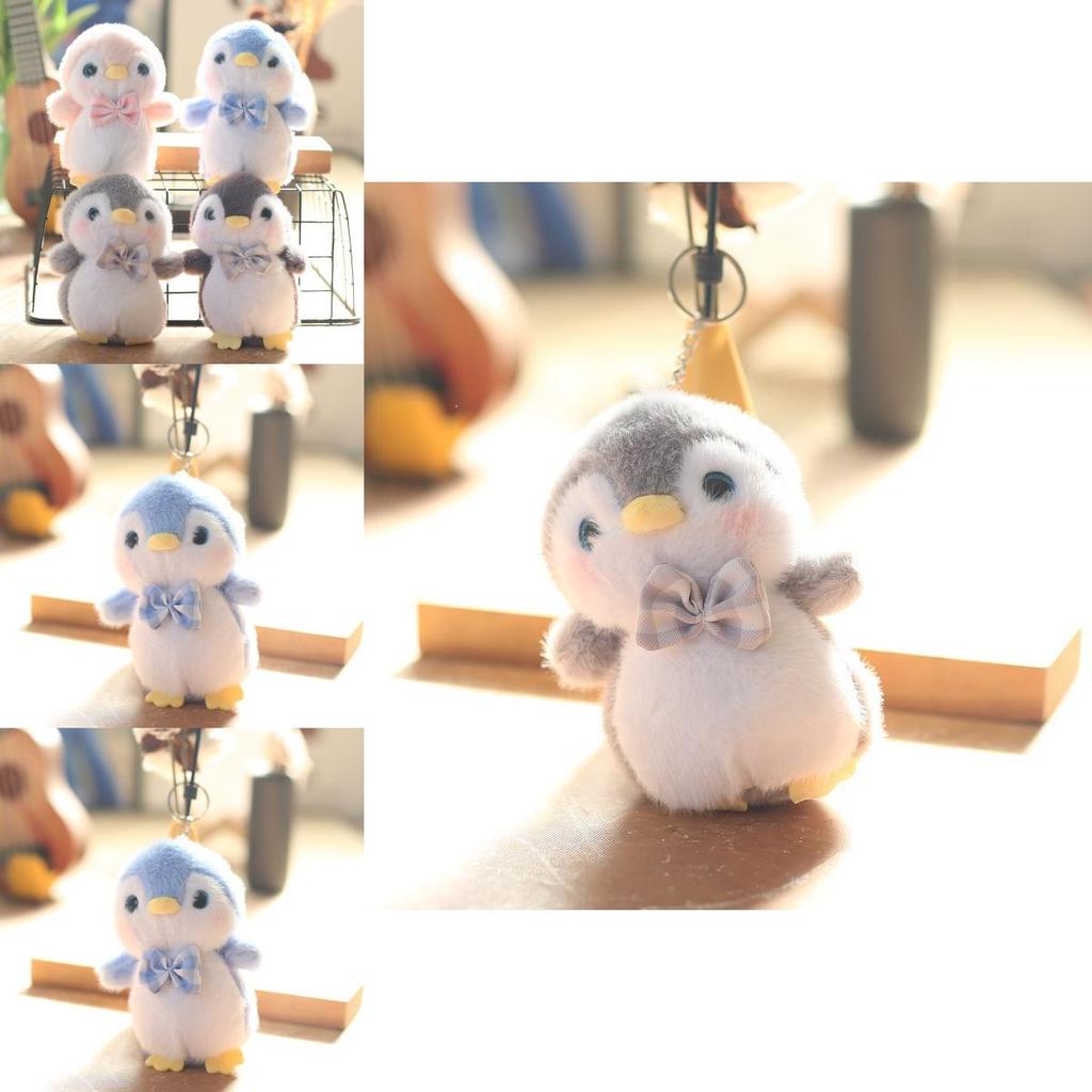 Penguin Plush Toy Keychain Backpack Charm Soft Rabbit Fur Stuffed Animal 14cm Gift For Kids