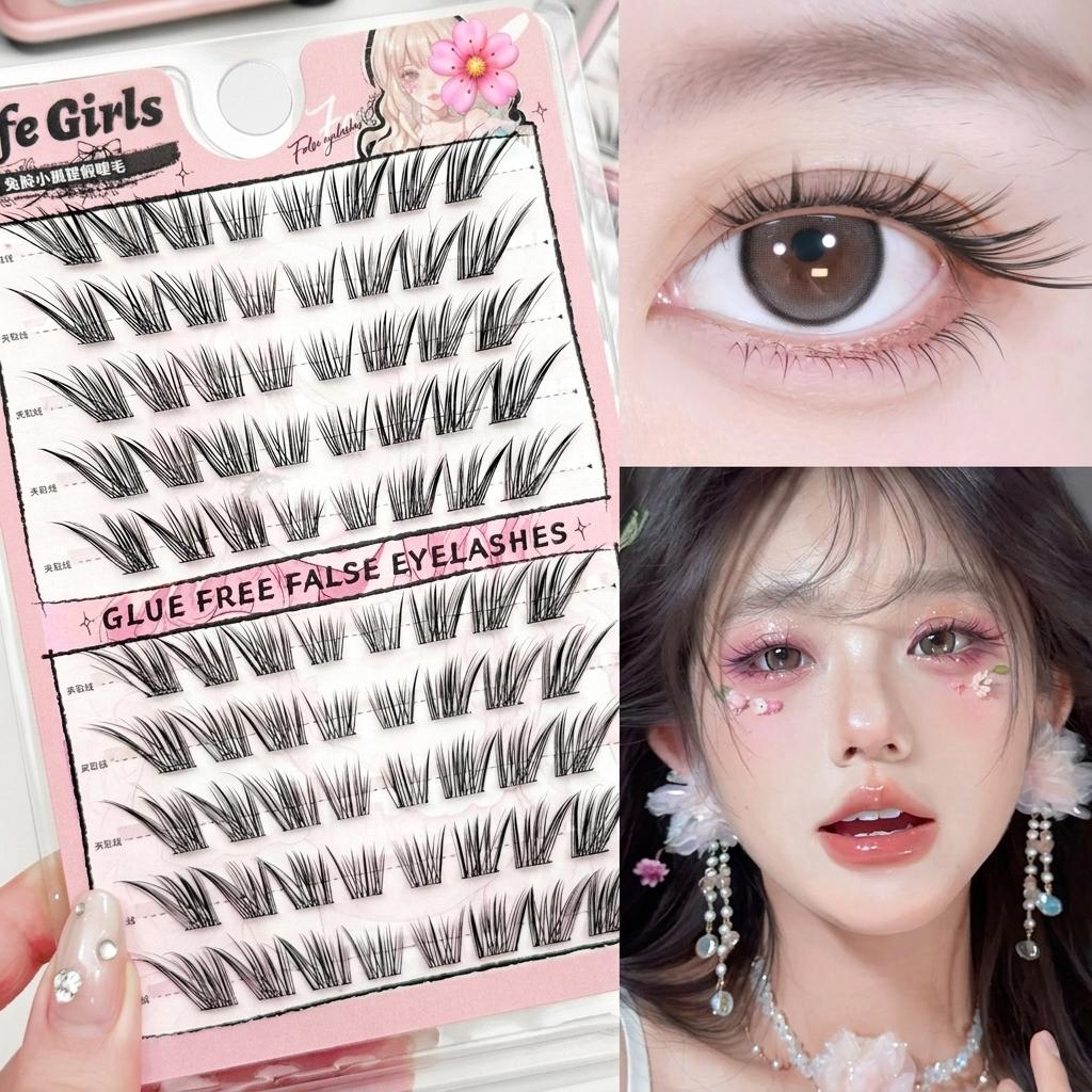 Natural Korean Style False Eyelashes with High-Elastic Fiber for Daily Makeup A