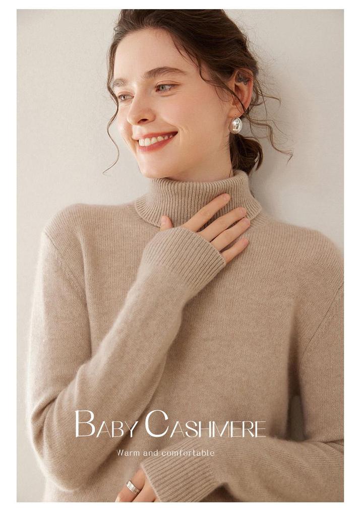 Women's High-Neck Cashmere Sweater, 2024 Autumn/Winter Thick Wool Pullover, Loose Slimming Base Layer