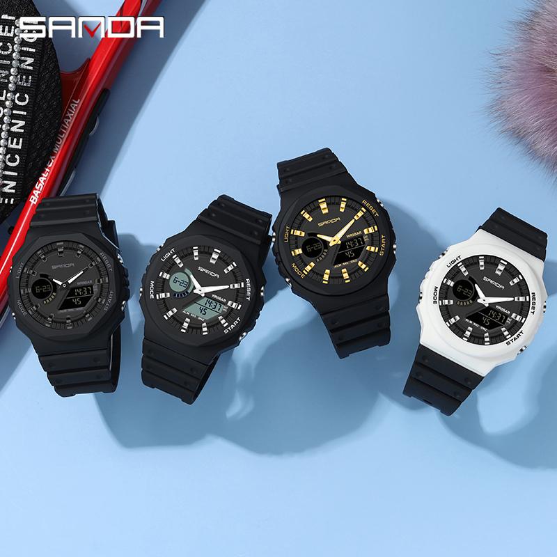 SANDA Fashion New Women Sports Watch G Waterproof Digital LED Ladies Military Electronic Army Wristwatch Clock Girl Reloj