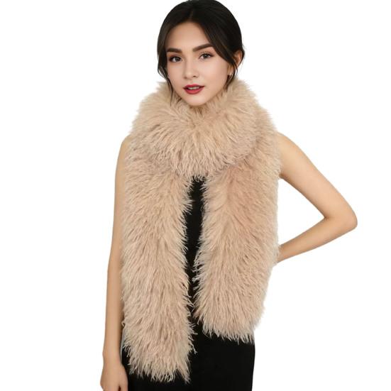 Yousheng Winter Scarf Solid Color Thickened Plush Soft Thick Warm Extra Long Scarf Winter Outdoor Imitation Fur Neck Warmer