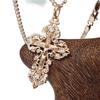 Jesus Cross Lace Pendant Rose Gold Color Necklace Woman Birthday Jewelry Gift