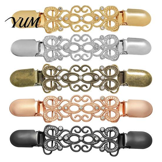 Waist Cincher Clip Vintage Cardigan Sweater with Rhinestone, Hold Together, Retro Women Clips for Dress Shawl, Clothing Accessories Decorative