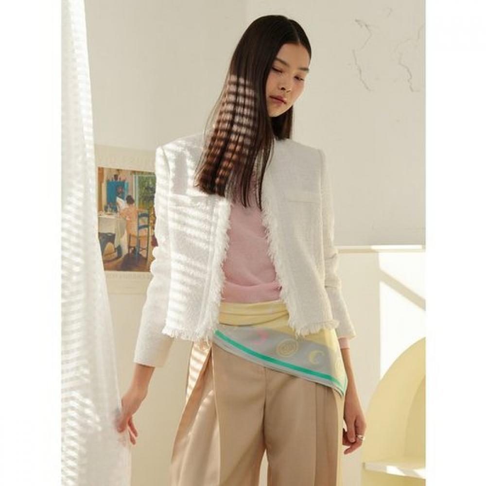 Cc Collect Fringe Tweed Crop Jacket  C261msf007 BK/55