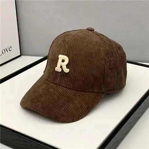 New Fashion Corduroy Baseball Cap Ladies Letter R Snapback Hat Men Shopping Dress Up Unisex Adjustable Casual Caps Hip Hop Hats