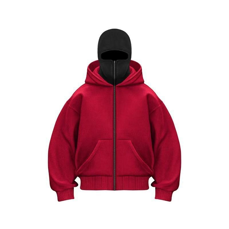 Unisex European Plus Size Double Hood Zippered Sweatshirt Jacket for Autumn/Winter