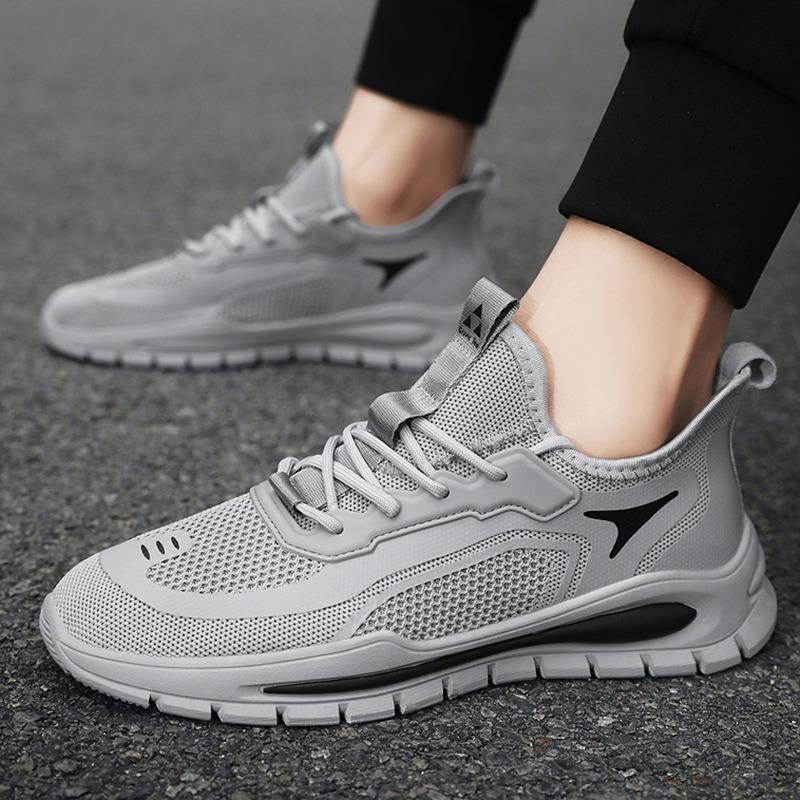 Summer breathable mesh shoes men's sports shoes solid color versatile platform lightweight running trendy shoes coconut men's shoes