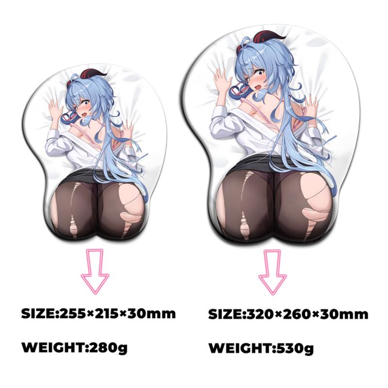 Genshin Impact Ganyu 3D Oppai Mouse Pad Big Sexy Gamer Anime Cute Wrist Rest Silicone Gel Mat Boobs Mousepad