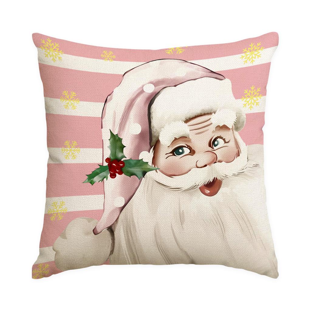 1/4Pcs Santa Claus, Snowman, Patterned Printed Pillowcase, Sofa Cushion Cover, Christmas Decoration, (Without Pillow Core)