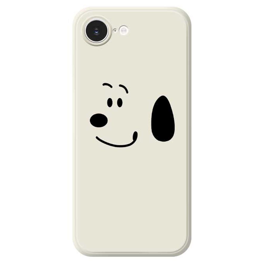 

For iPhone 16e Case Simple Dog Pattern Printing Straight Edge TPU Phone Back Cover Beige
