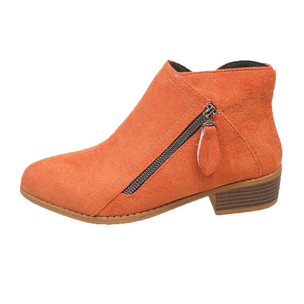 Flat bottom large size suede Martin boots women's 2025 autumn and winter new round head low heel double zipper British short boots