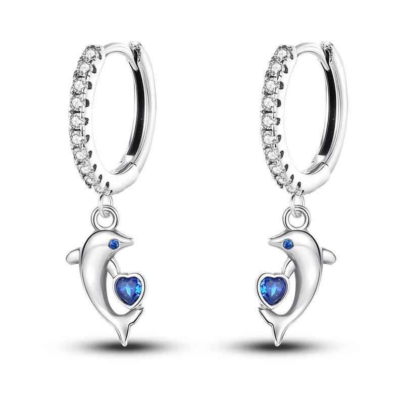 

Серьги 9 Premium Sense Стерлинговое серебро Легкая роскошь Океан Рыбий хвост Маленький кит Серьги Женские 925 Silver