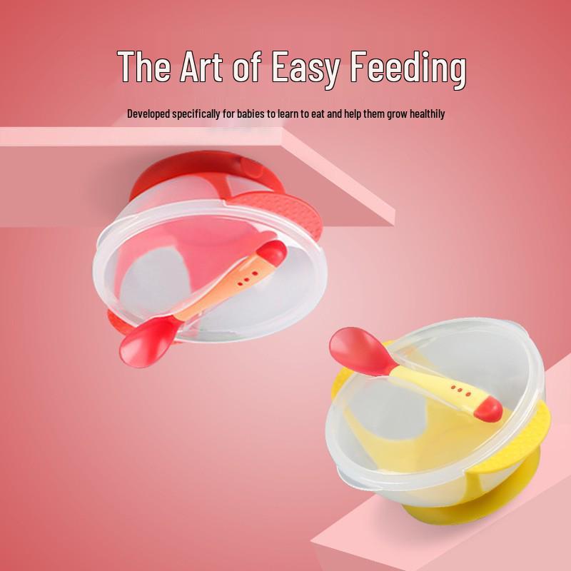 Cross-Border Baby Tableware Set: Temperature-Sensing Suction Bowl & Spoon