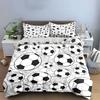 3Pcs Soccer Ball Bedding Set, Black And White Football Pattern Print Duvet Cover + 2 Pillowcases, Sports Fan Bedroom Decor