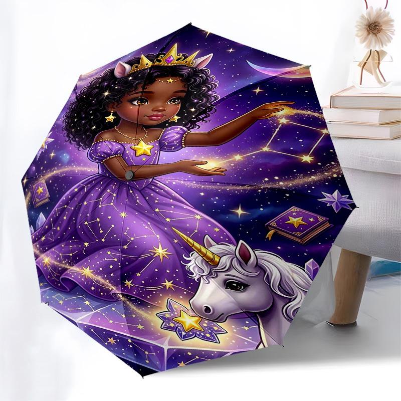 1PC Magical Unicorn Umbrella-8-Rib Reinforced, Automatic Open, Lightweight & Durable, Fashion Accessory for Outdoor, Beach L0371