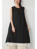 Spring-Summer Retro Jacquard Plaid Stripe Double-Layered Loose Sleeveless Vest Dress