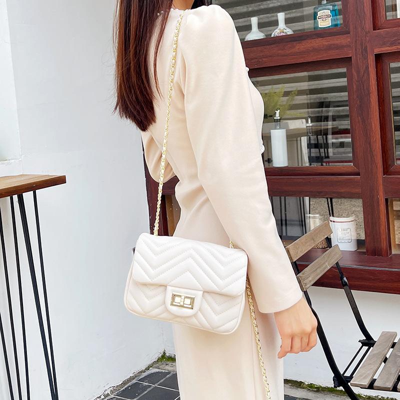 Diamond Lattice Women's Bag Summer Chain Bag Trend Small Gold Plant Fashion Single Shoulder Crossbody Bag Small Square