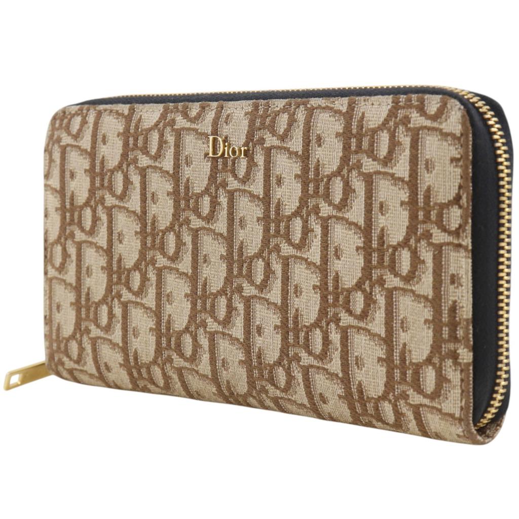 Dior Zip Around Purse 43BO.1215 Oblique Brown Canvas Women Used