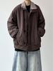 Herren Japanische Retro Lammwolle Warme Baumwolljacke - Winter Lockerer Schnitt, Samt Verdickt, Stehkragen Oberbekleidung