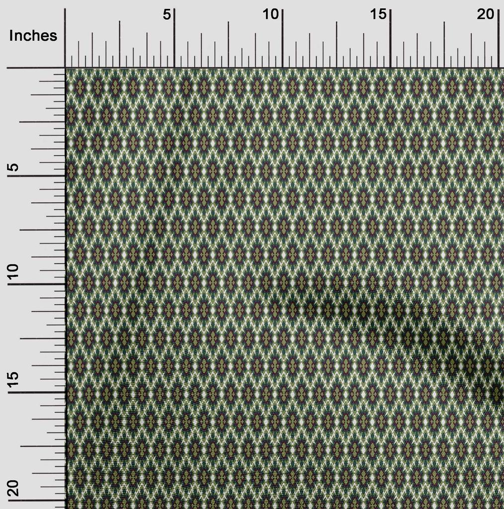 oneOone Cotton Flex Fabric Ethnic Geometric Flame Stitch Print Fabric BTY 40 Inch