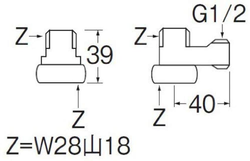 SANEI Mixing Faucet Branch Socket for Faucets branching hot and cold water from mixing PB18S with TOTO Thermostatic and T-type (for faucets)
