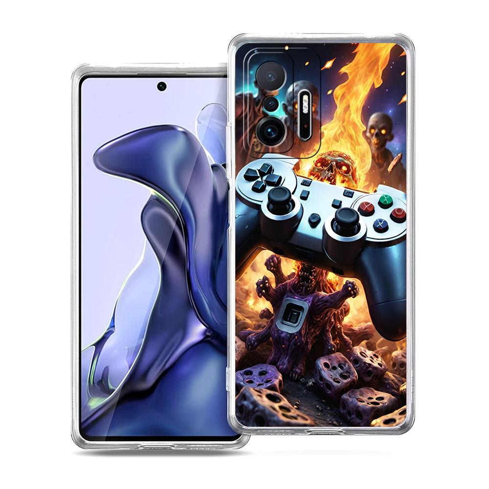 

Transparent Phone Case for Xiaomi Mi 14 13 12 11 Ultra 13T 12T 11T Poco X3 NFC F3 F6 Pro Lite Soft TPU Game Controller Graphic for Xiaomi Mi 11