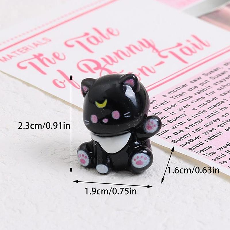 3Pcs/Bag Cute Waving Cat Figurines Car Ornaments Miniature Lucky Cat Home Desktop Decoration Diy Accessories Dollhouse Toy Gifts