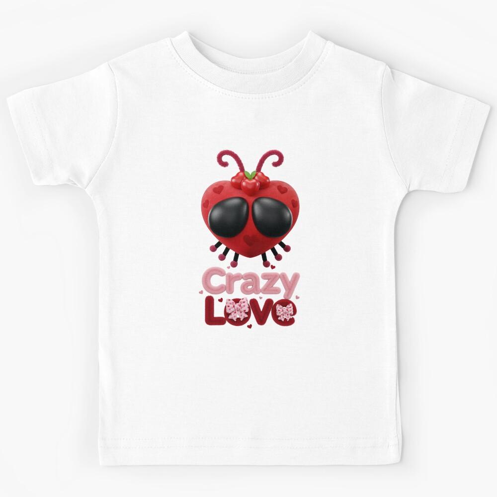 Crazy Love Ladybug Heart Kawaii Valentine s Romance Art Kids T-Shirt 100