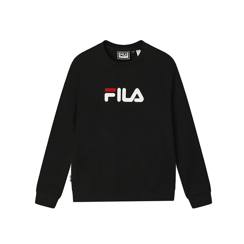 Fila Original FW25 Round Neck Drop Shoulder Long Sleeve Sweatshirt Letter Loose Knit Long Pants Casual Set Women Sets F51U539205F-BK+F51W539604F-BK