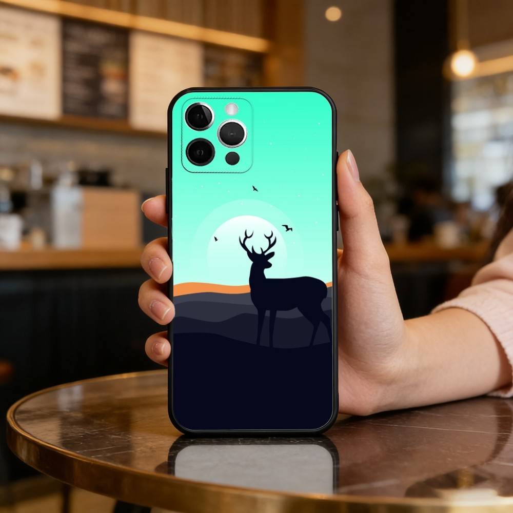 D-Deer-ER Weiche Silikon-Schwarze Hülle, Handyhülle für iPhone 17,16,15,14,13,12,11 Plus,Pro Max,XS