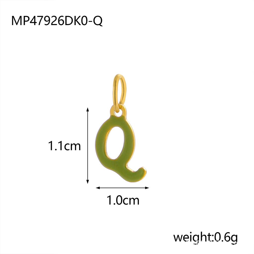 CARLIDANA Simple Gold Plated Stainless Steel Jewelry Alphabet Pendant Small Mini Colorful Oil Drop Initial Letter Necklace