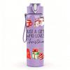 1PC Christmas Gingerbread House Pattern 750ml Color Plastic Sports Water Bottle Leakproof Flip Straw Lid Suitable for Sports Office Home Use