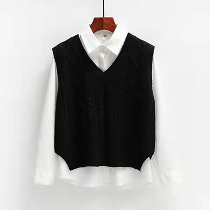 Vest Women Solid Short Loose Trendy Korean Style Sleeveless Knitted V-Neck All-match Female Coats Simple Leisure Outwear