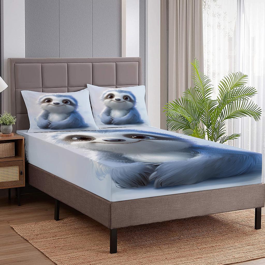 Lachender Otter Muster 3-teiliges Bettwäscheset mit zwei Kissenbezügen, geeignet für Schlafzimmer und Wohnzimmer (Tier, Kindertag)3-Stück