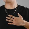3 Piece Men Fashion Personality Simple Black Stainless Steel Non Fading Cross Necklace Ring Bracelet Set Accessories