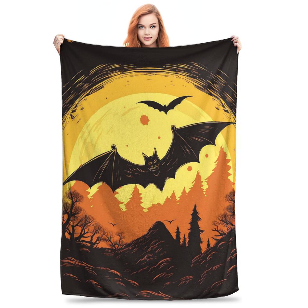 Flanell-Kuscheldecke Halloween Fledermaus Sterne Cartoon Warme Plüschdecken Weiche Tagesdecke für Bett Wohnzimmer Zuhause Reise Sofa