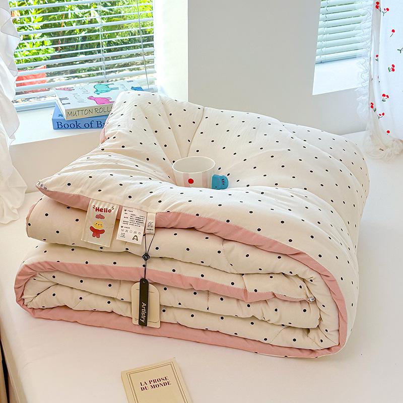 Class A Double-layer Gauze Washed Cotton Quilt - Thickened and Warm for Winter and Spring (3-4 lbs) Single Quilt Core