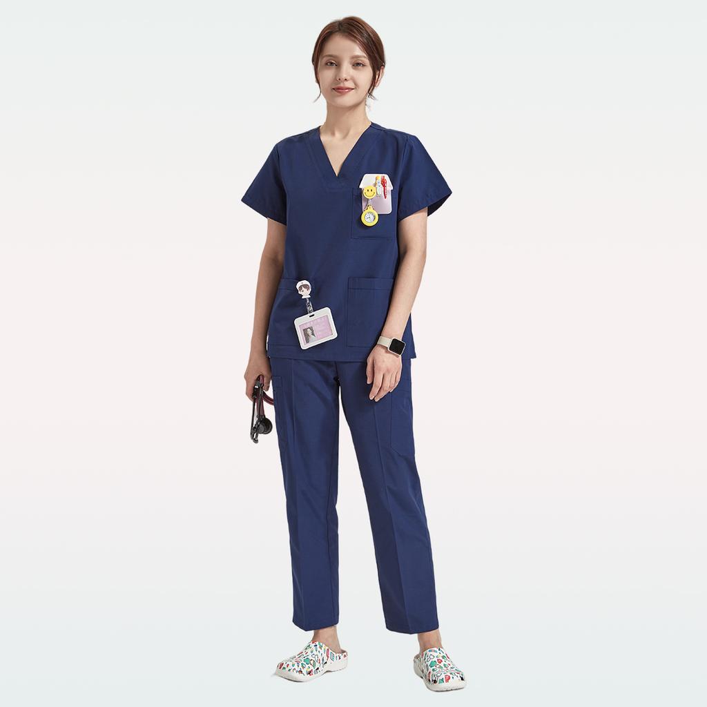 Women Medical Uniforms Doctor Nurse Scrubs Set Basic Clinical Aesthetic Hospital Workwear Dental Pet 8020