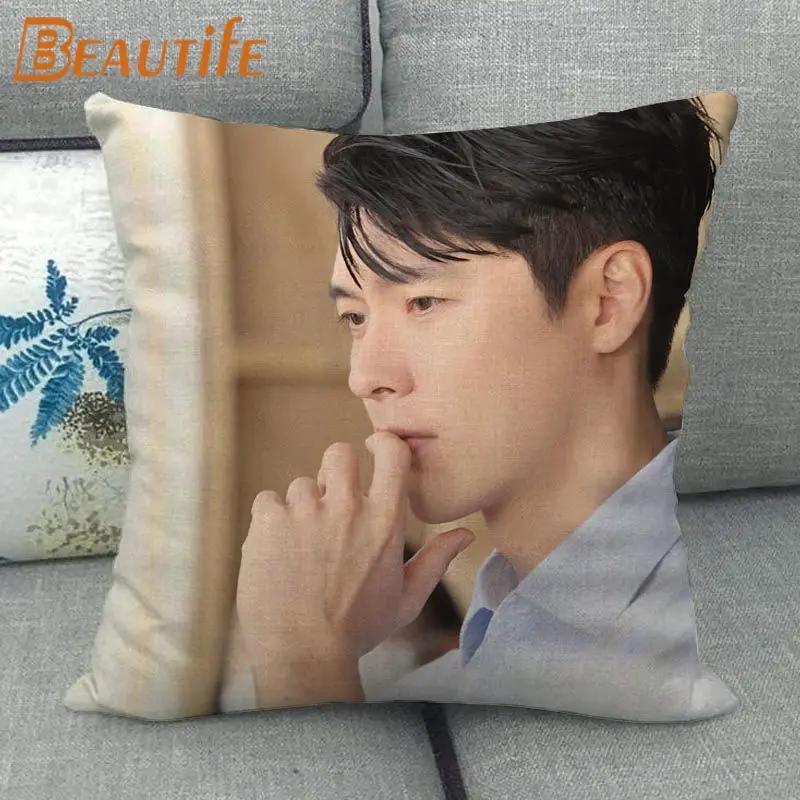 Custom Crash Landing On You Hyun Bin KPOP Pillowcase 45X45cm Wedding Decorative Eco-Friendly Cotton Linen Fabric Pillow Case