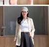 2024 New Black High-Waisted Pleated Wide-Leg Shorts - Slimming, Casual, Slit Design