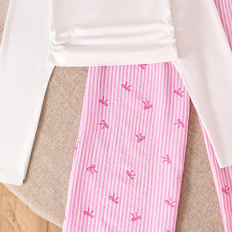 7-12Y Girls‘ Suit Summer Children's New Fashionable Printed Shirt + Trousers 2pcS Girls’ Long-sleeved Girls' Trousers