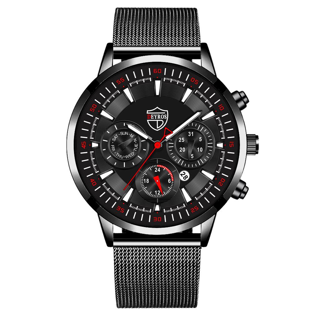 Moderne Herrenuhr Kalenderuhr Business-Uhr Herren-Edelstahluhr Hand Quarzuhr