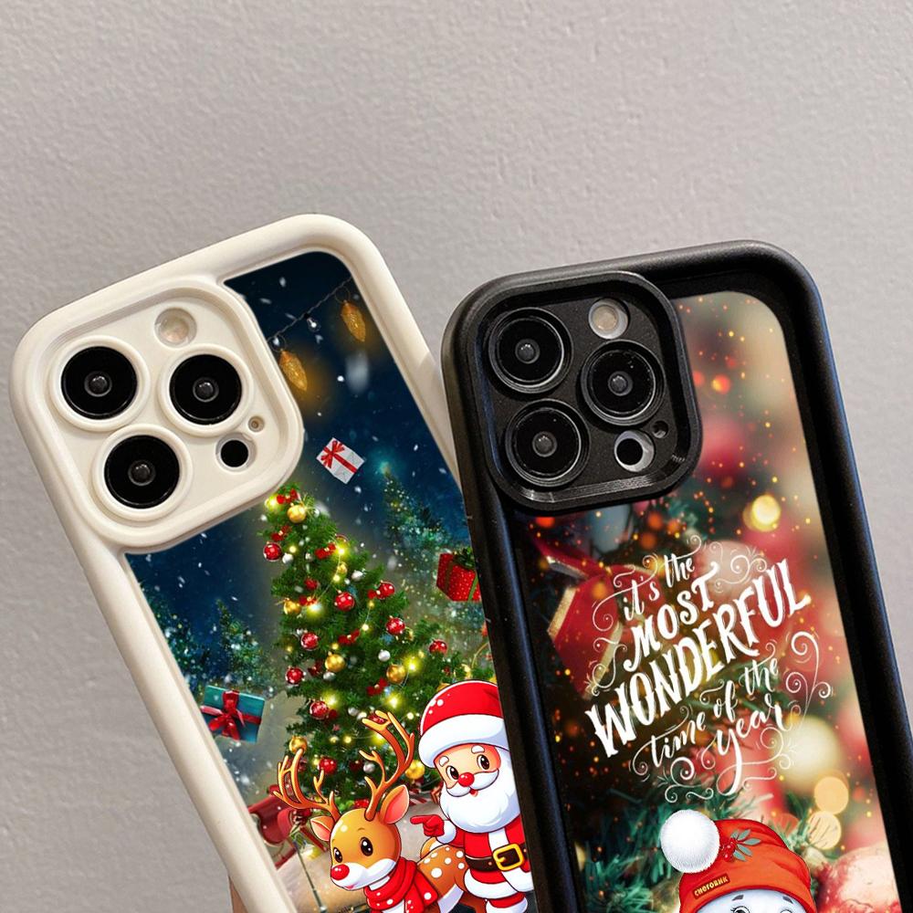 Ae121 Merry Christmas Santa design art Phone Cases for iPhone 16 14 13 11 Pro Max 15 7 8 6 Plus 12 mini XR XS Max SE Angel Eye Ladder Protective Cover