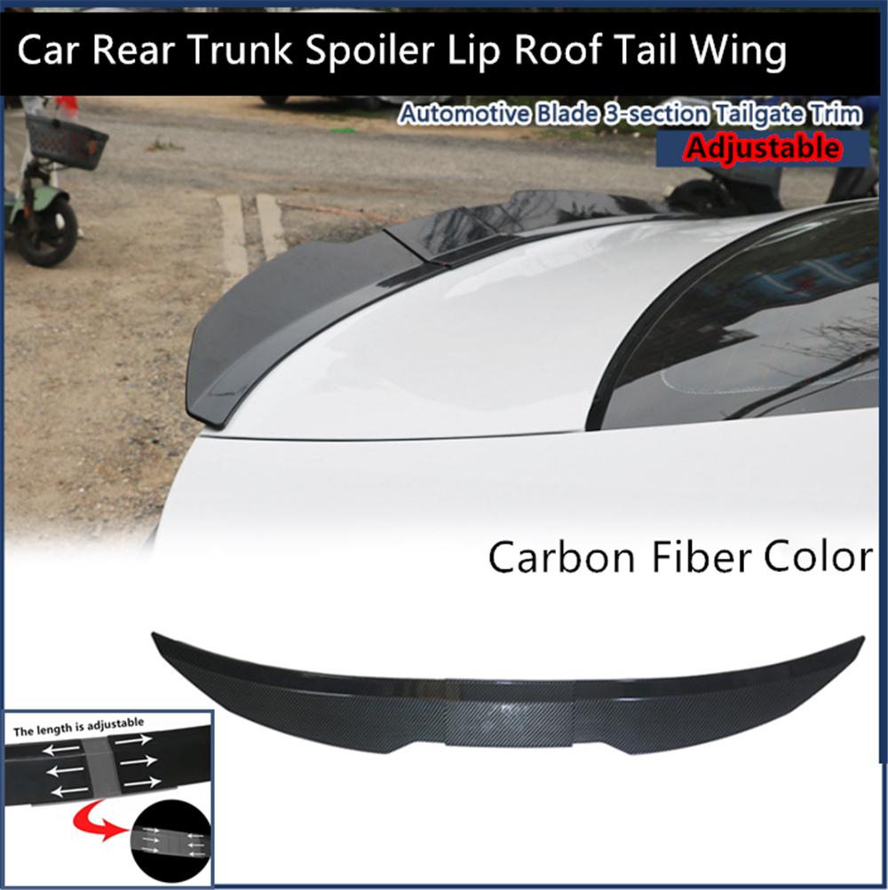 Car Rear Trunk Spoiler Lip Roof Tail Wing Carbon Fiber Adjustable For Car Sedan
