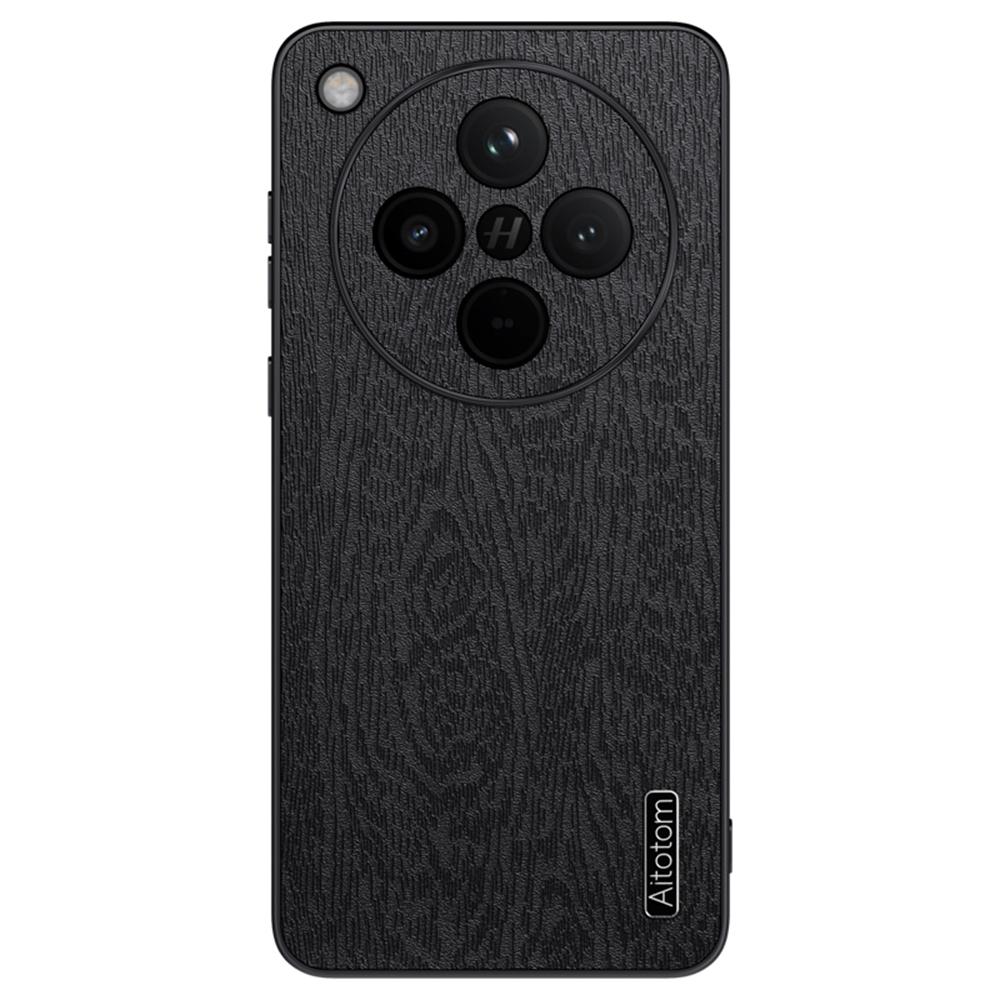 For Oppo Find X8s+ 5G Case Wood Texture PU Leather Coated PC TPU Phone Cover